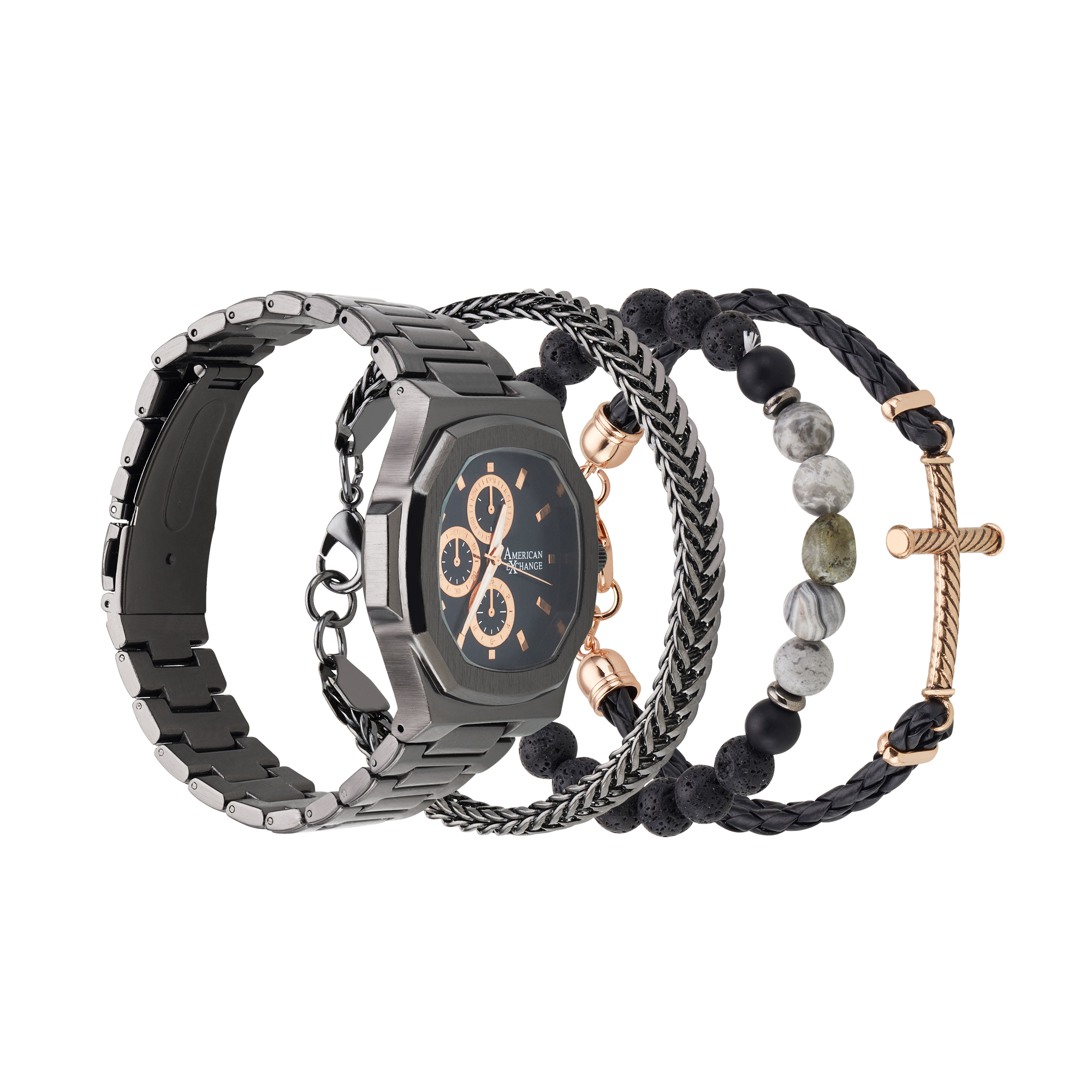 American Exchange Men's Analog Watch And 4 Piece Bracelet