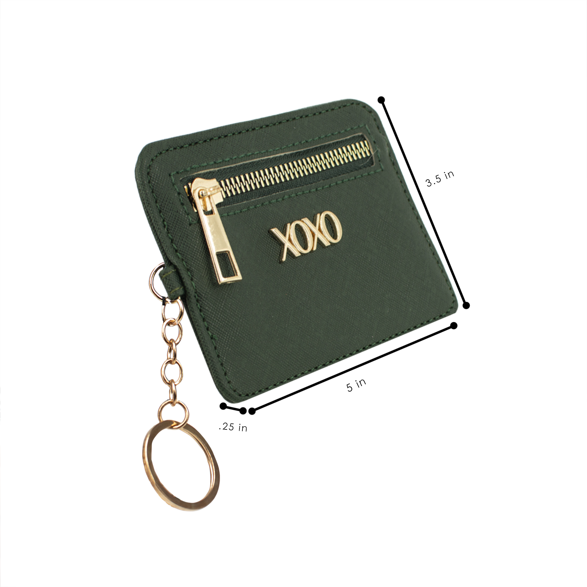 XOXO Women’s Mini Deep Green Saffiano Leather Key Card Id Coin Case Wallet